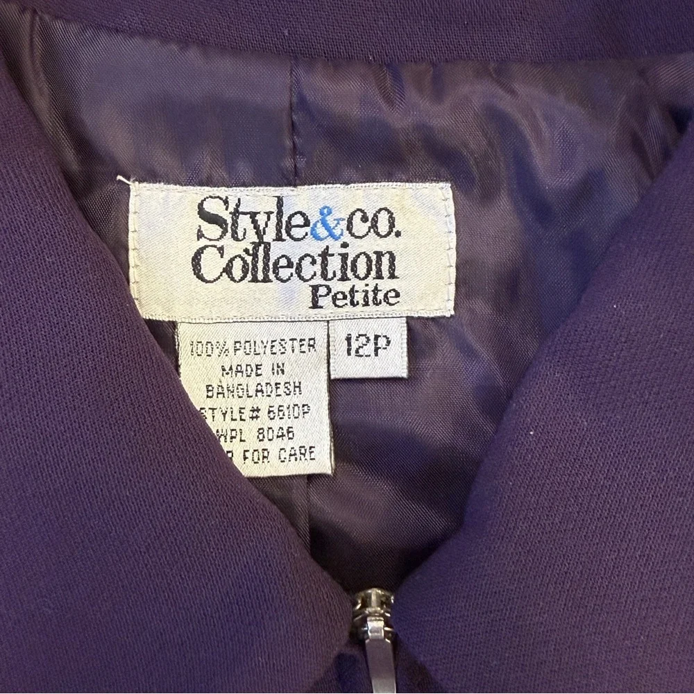 Style & Co. Collection Petite Zip-Up Blazer Plum Petite 12P